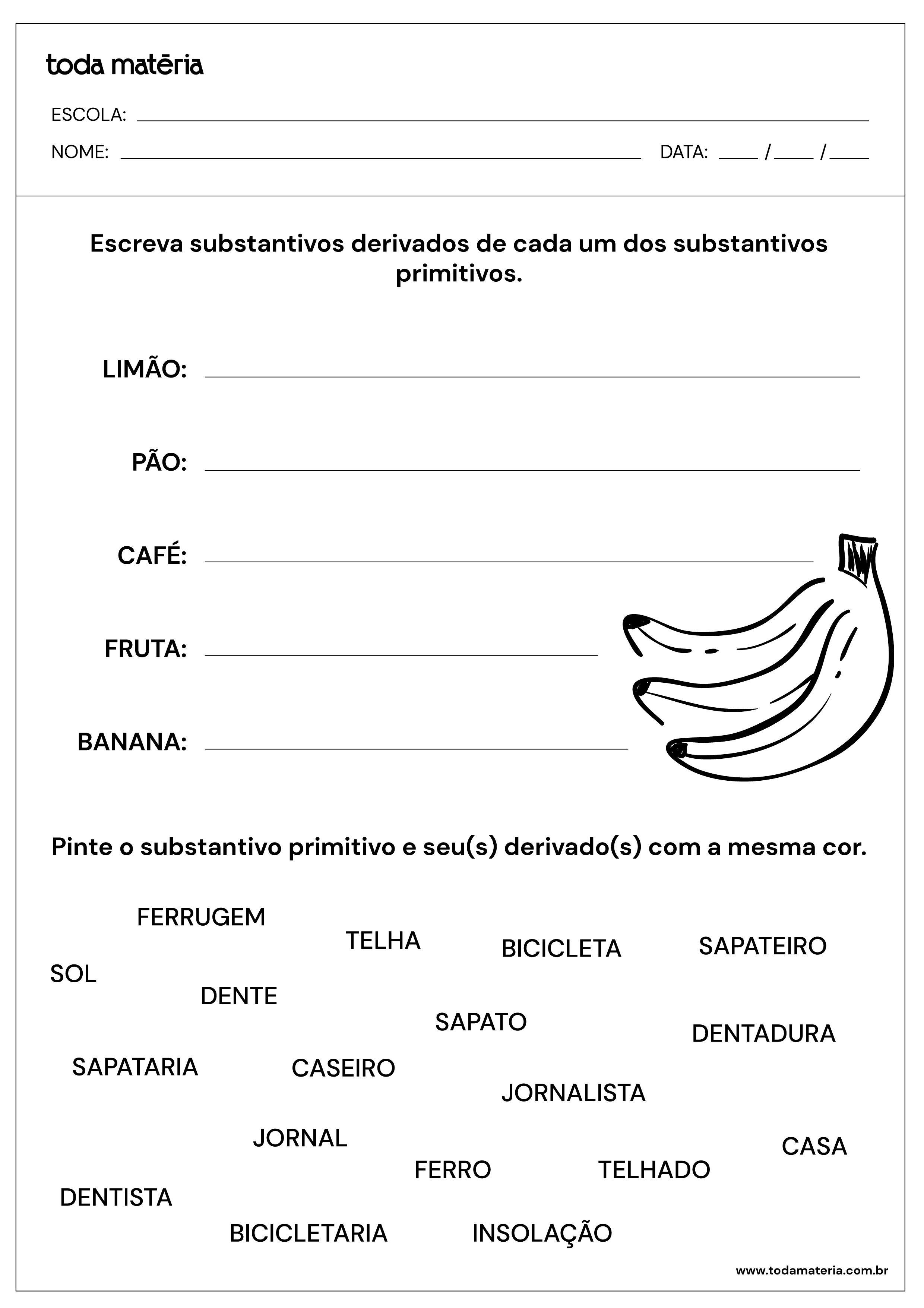 Atividades de Português de 6º ano (para imprimir) - Toda Matéria