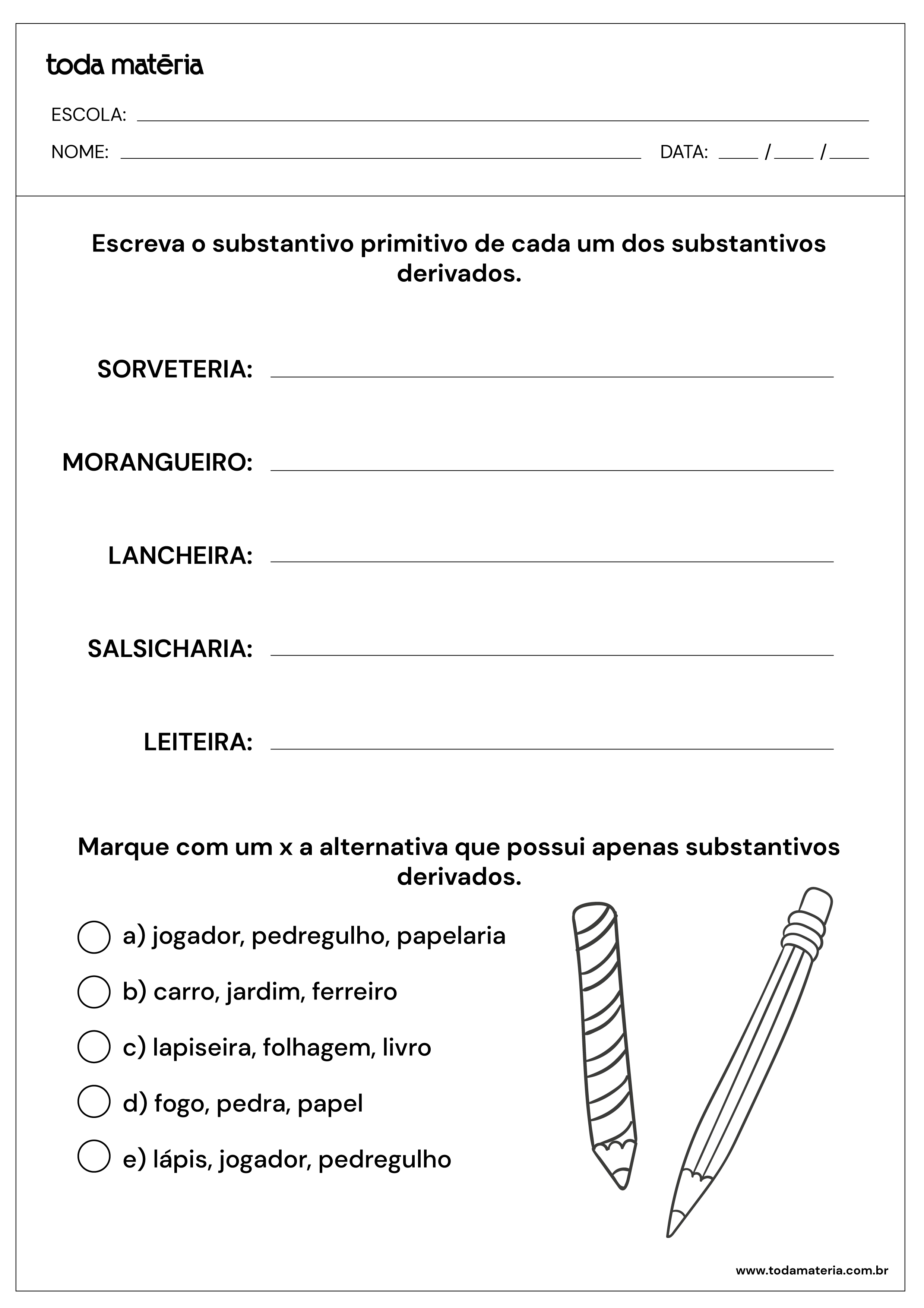 Atividades de Português de 6º ano (para imprimir) - Toda Matéria